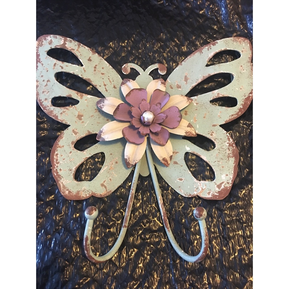 New Anthropologie Iron butterfly pearl Hook Hanger Kitchen Towel bath towel